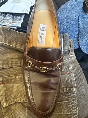 Vtg Gucci Classis GG Horsebit Brown Leather Men’s  Dress Loafers Size 42.5 M